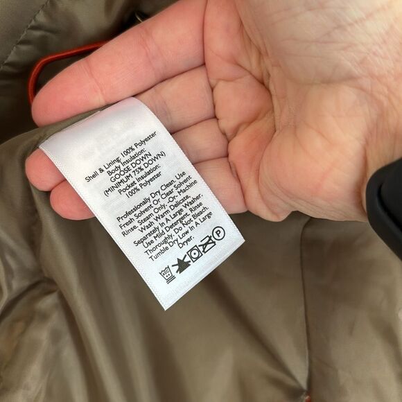 Eddie Bauer Button Down Goose Down Quilted Vest Womens Small Orange preppy EUC! - Picture 10 of 12